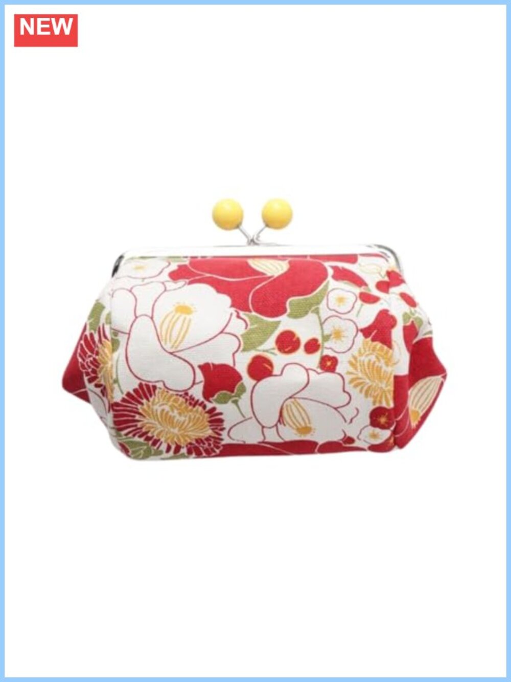 Vintage Japanese Barrel Clasp Purse Cotton Coin Pouch